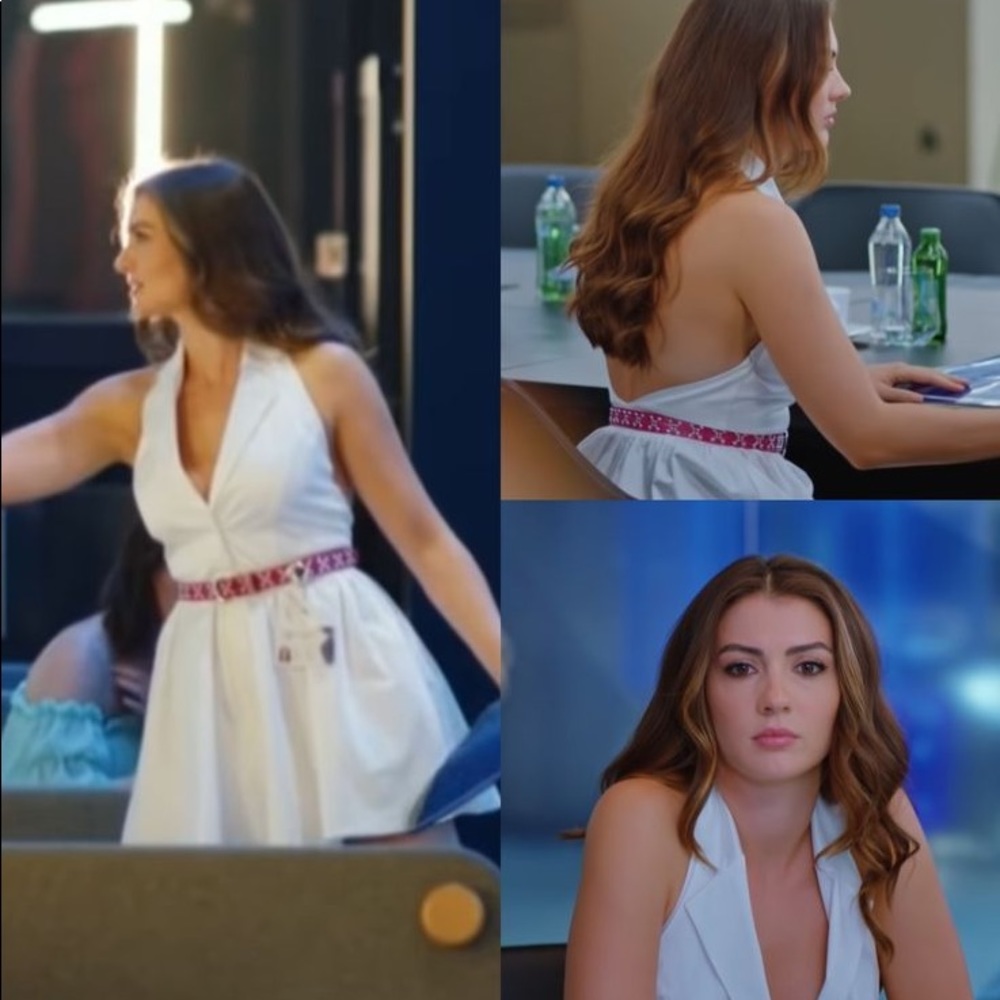White halter long back dress without belt